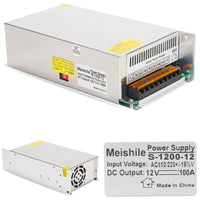 1 x RAW Customer Returns MEISHILE transformer DC 12V 100A 1200W switching power supply 230V AC to DC power supply transformer industrial adapter 0-80A LED light bar lamp semiconductor motor pump winch amplifier SMPS 110V 220V - RRP €78.47