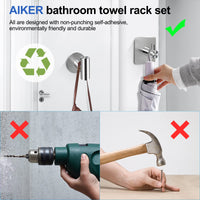 1 x RAW Customer Returns AIKER Bathroom Towel Holder, Accessory Set, 8PCS Adhesive, High Quality Thickened 304 Stainless Steel, For Furniture or Wall Decor - RRP €25.64