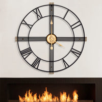 1 x RAW Customer Returns HAITANG 40 cm Modern Wall Clock Decoration Black Vintage Roman Numeral Metal Clock Almost Silent Modern Home Decor Perfect for Living Room Bedroom Kitchen Outdoor Wall Clock Decoration 40 cm - RRP €40.52