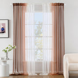 1 x RAW Customer Returns MIULEE Translucent Curtains Soft Sheer Polyester Horizontal Gradient Curtains Modern Voile Windows for Room Bedroom Balcony Kitchen Living Room 2 Units 140x260cm Light Coffee - RRP €26.05