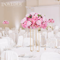 2 x Brand New Inweder Artificial Flower Balls for Centerpieces - Pack of 2 Artificial Flower Balls Pink Large Artificial Flowers Silk Rose and Hydrangea with Base for Wedding Table Decoration - RRP €97.92