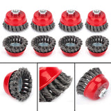 1 x RAW Customer Returns Wire brush grinder, 4-piece, 3 inch M14, twisted diameter, 75 mm, wire brush, round brush for angle grinder, brush for bristles, corrosion, paint removal - RRP €17.41