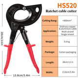 1 x RAW Customer Returns Ratchet Cable Cutter, Ratchet Cutter and Wire Cable Cutter, Cuts up to 400mm , HS520A Heavy Duty Aluminium and Copper Ratchet Cable Cutter - RRP €58.99