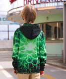 1 x RAW Customer Returns Belovecol Teens Hoodie 3D Hoodie Boys Girls Lightweight Hoodie Funny Print Pullover with Drawstring Pockets Green Lightning 11 12 13 Years - RRP €25.7