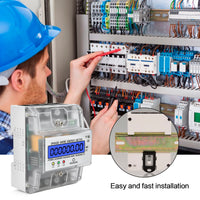 1 x RAW Customer Returns Electricity meter 3-phase 4-wire calibrated three-phase meter 230 400V 5-100A, LCD digital electricity meter three-phase meter DIN rail for DIN rail intermediate meter current 3-phase 4-wire  - RRP €30.24