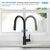 1 x RAW Customer Returns Tohlar low pressure kitchen faucet black, low pressure kitchen faucet 360 rotatable modern low pressure sink mixer with pull-out shower cold and hot water available - RRP €52.43