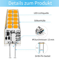 2 x RAW Customer Returns I-SHUNFA G4 LED lamps, AC DC 12V LED bulbs G4, 250LM warm white 3000K no flickering LED light bulb, 2W replaces 20W halogen lamps, not dimmable, for kitchen extractor hood, pack of 10 - RRP €23.98