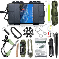 1 x RAW Customer Returns Multipurpose Survival Kit, 15 in 1 Outdoor Survival Kit with Waterproof Box, First Aid Kit for Camping, Mountaineering, Hiking, Fishing and Other Outdoor Activities - RRP €35.95