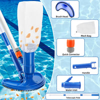 1 x RAW Customer Returns Pool Vacuum Cleaner, Pool Cleaning Kit Portable Jet Suction Head with Adjustable Telescopic Pole 112cm , Cleaning Brush, Sponge Brush, Mesh Bags for Pools, Fountains - RRP €34.73