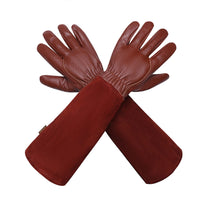 1 x RAW Customer Returns isilila Gardening Gloves For Men And Women Rose Leather Long Cowhide Gloves Thorn-Proof Breathable Durability Gauntlet Gloves S, Brown  - RRP €18.77