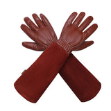 1 x RAW Customer Returns isilila Gardening Gloves For Women And Men Rose Leather Long Cowhide Gloves Thorn-Proof Breathable Durability Gauntlet Gloves M, Brown  - RRP €18.77