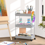 1 x RAW Customer Returns SOLEJAZZ 3-Tier Storage Cart Sliding Pull-out Cart Mobile Storage Shelf Organizer for Kitchen, Bathroom, Laundry, Bedroom, Narrow Places, Gray - RRP €26.36