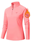 1 x RAW Customer Returns AjezMax women s sports shirt long-sleeved 1 4 zip fleece long-sleeve running shirt warm functional shirt stretch sports long-sleeved shirt for jogging yoga pink size S - RRP €27.99