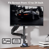 1 x RAW Customer Returns BONTEC Adjustable Single Monitor Stand for 13 to 34 Inch Screens, Ergonomic Monitor Arm with Gas Spring and Pole, Weight Capacity 9 kg, VESA 75 100 mm - RRP €39.34