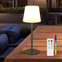 1 x RAW Customer Returns DESGNT Outdoor Table Lamp, Rechargeable Wireless Table Lamp, Dimmable RGB LED Lamp with Remote Control, Portable, IP65 Waterproof for Living Room, Bedroom, Camping Garden Restaurant. - RRP €19.2