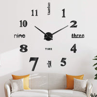 1 x RAW Customer Returns SOLEDI 3D Wall Clock Large XXL for Adhesive - DIY Mute Modern Clock Wall Sticker for Living Room Kitchen Bedroom Office 60-120cm  - RRP €21.06