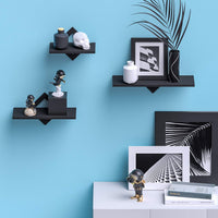 1 x RAW Customer Returns piorlado Set of 3 Modern Wall Shelves MDF Modern Wall Shelves, Plant Displays Books and Photos Decorative Wooden Shelves Wall Shelves for Living Room, Kitchen, Bedroom, Bathroom Black - RRP €33.43