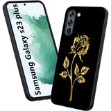 1 x Brand New Esakycn for Samsung Galaxy S23 5G Case, Protective Case Black Silicone Flora Flower Pattern Motif Design Mobile Phone Case Ultra Thin Shockproof Floral Case Cover for Samsung S23 Plus 5G 6.6 , Rose - RRP €21.6