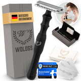 1 x RAW Customer Returns WOLOSS safety razor men s set gray including razor, eco-leather case and 10 blades, Safety Razor Men, for the body and contours, single blade, case and long handle for hand shaving. - RRP €25.2