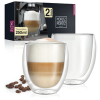 2 x Brand New Moritz Moritz Barista Roma 2 x 250 ml Cappuccino Glasses Double-Walled Double-Walled Glasses for Coffee, Tea or Dessert Dishwasher Safe - RRP €39.74