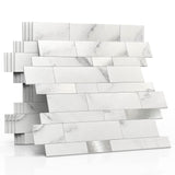 1 x RAW Customer Returns M MOFIT 3d self-adhesive wall tiles kitchen, matte marble mosaic tiles self-adhesive stone look metro tiles brick wall stickers bathroom waterproof 5 mats, gray  - RRP €24.98