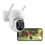 1 x RAW Customer Returns GNCC Outdoor Wi-Fi Camera, Outdoor Surveillance Camera, 360 PTZ, 1080P Color Night Vision, Motion Sensor, Light Alarm, Two-Way Audio, 24 7 Recording, 2.4G, GK2 - RRP €33.99