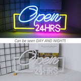 1 x RAW Customer Returns Horseneon Open 24HRS Neon Sign, Led Neon Open Sign Open 24 Hours Neon Sign for Wall, Colorful Neon Light for Hotel Club Cafe Bar Office Shopping Center Game Room Restaurant Shop Sign Decor - RRP €39.31