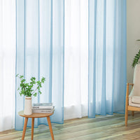 1 x RAW Customer Returns MIULEE Set of 2 Sheer Voile Curtains with Eyelets Transparent Curtain Made of Polyester Eyelet Curtain Transparent Living Room Airy Decorative Curtain for Bedroom 140 X 245 cm W x H Grommet Top, Dusty Blue - RRP €25.28