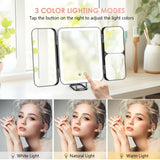 2 x RAW Customer Returns Travel mirror with LED light, portable make-up mirror, foldable cosmetic mirror, rechargeable table mirror with 1X 3X 7X magnification, dimmable touchscreen, 3 adjustable light colors - RRP €40.32