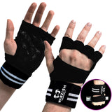 1 x RAW Customer Returns Warzish amzFitness training gloves gym with wrist bandage, fitness gloves, crossfit and bodybuilding gloves, silicone padded sports gloves - RRP €21.12