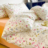 1 x RAW Customer Returns Menkala bed linen 135x200 cotton white with pink leaves flowers aesthetic bed linen set 2 pieces colorful vintage floral plant pattern girls duvet cover with zipper and pillowcase 40x80 cm - RRP €36.29