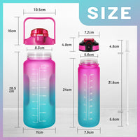 1 x RAW Customer Returns Fjbottle Sports Water Bottle 2L with Time Markings - 2000ML 800ML , BPA-Free Carbonated Water Bottle with Straw Leak-Proof for School, Camping, Yoga, Gym, Outdoor - RRP €19.24