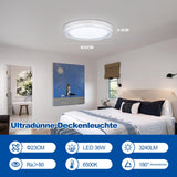 8 x Brand New DIHUA LIGHTING Ceiling Light Round LED 36W LED Ceiling Lamp 6500K 3240LM, Cold White LED Lamps, Damp-Proof Light, Flat LED Ceiling Lamp for Living Room Bedroom Kitchen Balcony Office Hallway 23cm - RRP €182.08