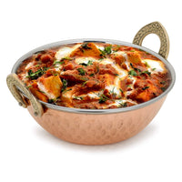 1 x RAW Customer Returns Zap Impex Serving Bowl Indian Tableware Stainless Steel Copper Serving Plate Karahi, Serving Dishes for Household, Catering and Kitchen Set of 2 19 cm 650 ml - RRP €39.99