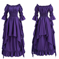 1 x RAW Customer Returns Fiamll Women s Steampunk Victorian Off Shoulder Medieval Maxi Dress Ladies Renaissance Cosplay Halloween Costume Purple XXL 3XL  - RRP €56.46