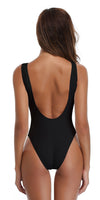 1 x RAW Customer Returns SHEKINI Women s One Piece Swimsuit U Neck Sport Tummy Control Swimwear Backless Monokini Swimsuit Slim Beachwear M, C-Black  - RRP €34.95