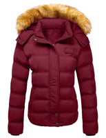 1 x RAW Customer Returns SZORY Women Winter Thick Warm Down Jacket Short Coat with Detachable Faux Fur Hood Wine Red,M  - RRP €86.14