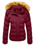 1 x RAW Customer Returns SZORY Women Winter Thick Warm Down Jacket Short Coat with Detachable Faux Fur Hood Wine Red,M  - RRP €86.14