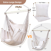 1 x RAW Customer Returns Ohuhu Hanging Chair with 2 Cushions and Ceiling Hook Kit, Outdoor Hanging Chair XL Hanging Chair up to 150 kg for Adults Girls, Hanging Seat Suspension Indoor Outdoor Bedroom and Garden, Anthracite - RRP €40.33