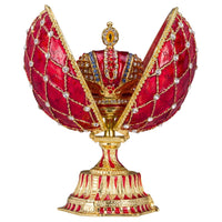 1 x RAW Customer Returns danila-souvenirs Faberg style egg jewelry box with imperial crown 12 cm red - RRP €67.95