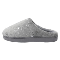 1 x RAW Customer Returns JOMIX Women s Plush House Slippers Slippers with Star and Moon Print Soft Plush Comfortable Winter Autumn Indoor Outdoor Light Grey, 38  - RRP €18.64