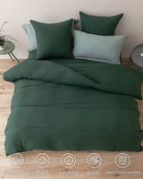 2 x Brand New MILDLY bed linen 135x200 olive green 4 pieces, 100 microfiber plain bed linen set with 2 pillowcases 80x80 cm, OekoTex certified suitable for allergy sufferers, bed linen with zipper - RRP €61.12