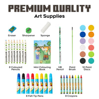 1 x RAW Customer Returns Minecraft Painting Suitcase for Children with Crayons and Colored Pencils 40 Pcs - RRP €21.23