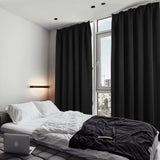 1 x RAW Customer Returns Deconovo blackout curtain, opaque curtain, thermal curtain with ruffle tape, 210 x 140 cm height x width , black, set of 2 - RRP €31.7