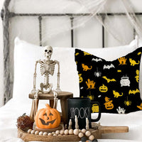 5 x Brand New Simllyda Halloween Decorative Pillowcases, Happy Halloween Cushion Cover Cotton Linen 45 x 45 cm for Bedroom Sofa Living Room - RRP €102.0