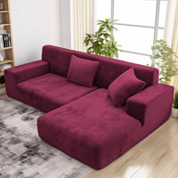 1 x RAW Customer Returns wiipara Thick Velvet Sofa Cover L Shape, Stretch Couch Cover Universal Sofa Cover, Super Soft Plush Sofa Cover Luxury Couch Cover L-Shaped Corner Sofa Requires Two - Sofa Cover 3 Seater, Red - RRP €36.29