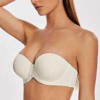 1 x RAW Customer Returns MELENECA women s push-up strapless bra - underwire bra with molded cups off white 80B - RRP €30.24