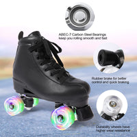 1 x RAW Customer Returns Roller skates for children and adults, classic roller skates for women and girls with 8 shiny wheels, ABEC-7 ball bearings, comfortable PU leather roller skates, for indoor and outdoor use - RRP €50.41