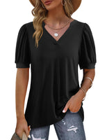 1 x RAW Customer Returns Beluring Women s Elegant Long Sleeve V-Neck Solid Color Basic T-Shirt Style Black M - RRP €25.58