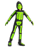 1 x RAW Customer Returns IKALI children s skeleton costume Glow in the Dark Halloween 3D bones costume glow in the dark costume with hood and mask 7-8 years - RRP €23.18